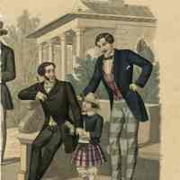 6 men and Boy in Park Near a Classical Building