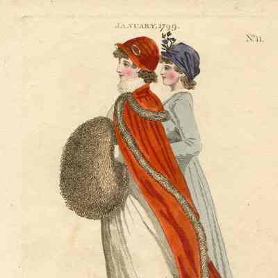 London Morning Dress, Red Cape