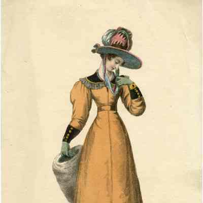 Promenade Dress, Melon Colored Pelisse, Muff