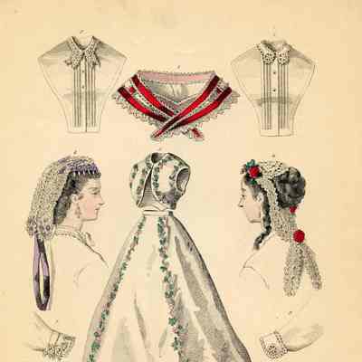 White Skirt and Vest, Green Vine, Caps, Etc.