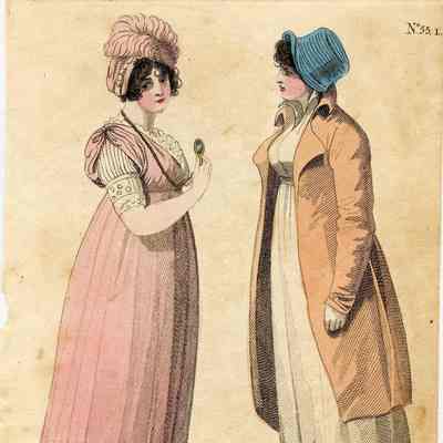 2 Ladies, One in Pink Dress, One in Orange Coat