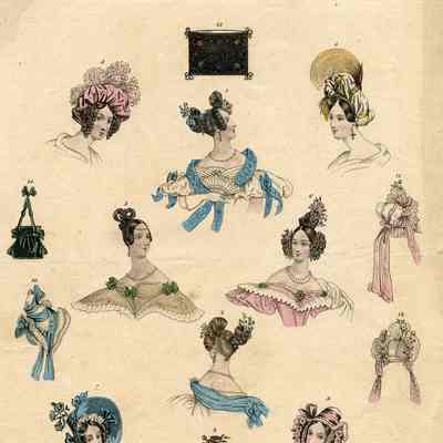 8 Heads and 6 Accessories, Blue Scarf in Center