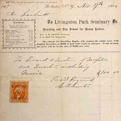 Livingston Park Seminary Receipt