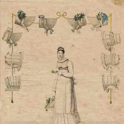 White Dress, Deep Frill Hem; Bonnet Surround