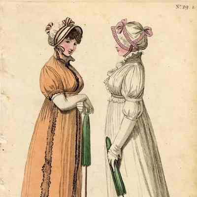 Ladies in Walking Dress with Parasols