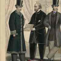 6 Men in Art Shop, in Winter Coats
