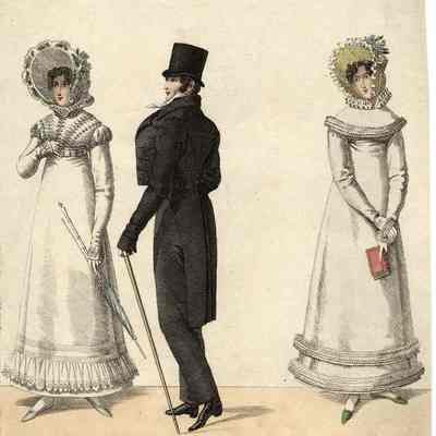 Man in Black with 2 Ladies in White