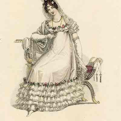 Evening Dress, Frilled Rows on Hem
