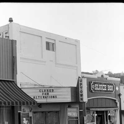N. Washington St. east side, Uptown Movie Theater and The Sluice Box Restaurant