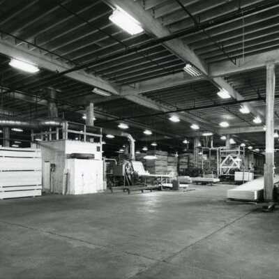 Sorting room of the plywood section of the mill