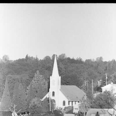St. Patrick's Catholic Church and St. James Episcopal Church at sunrise, Sonora
