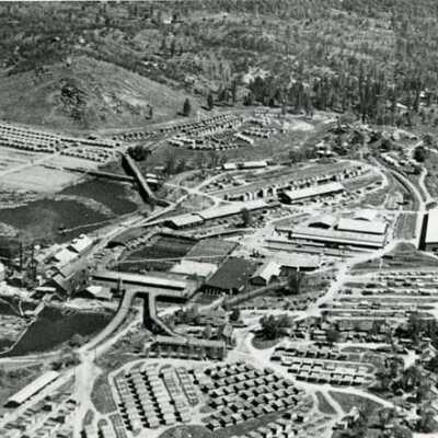 Aerial view of West Side Lumber Company