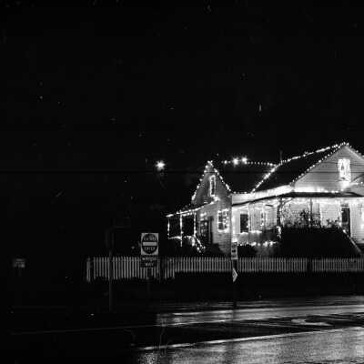 House on S. Washington St with lights, Sonora
