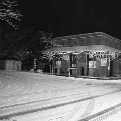 Columbia State Historic Park, St. Charles Saloon with snow