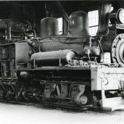 West Side Railroad's Engine #14 in the Tuolumne City engine house