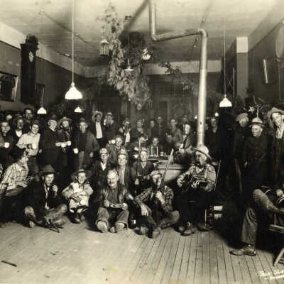 Group of unidentified men at Brady's 1849 Saloon.