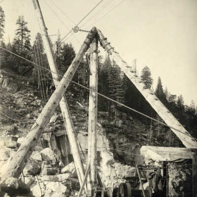 Booms holding cables at Relief Dam Site