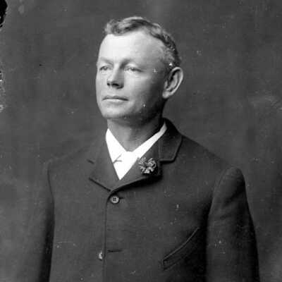 Young man studio photo, from glass negative
