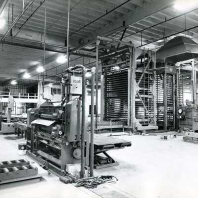 A sorting room at the new mill plywood division