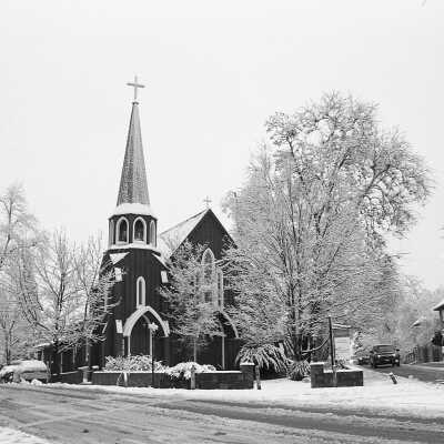 St. James Episcopal Church, Red Church in Snow