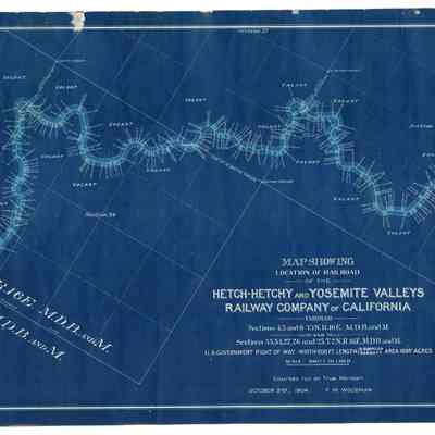 Location of Railroad of the Hetch Hetchy and Yosemite Valleys Railway Company of California