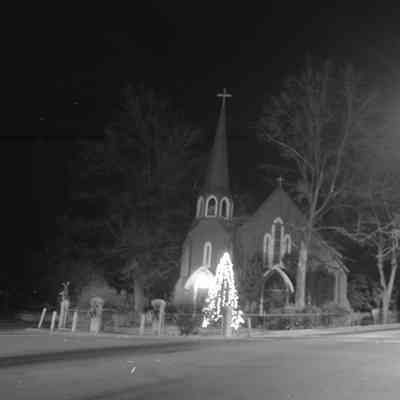St. James Episcopal Church, (Red Church, at night), Sonora