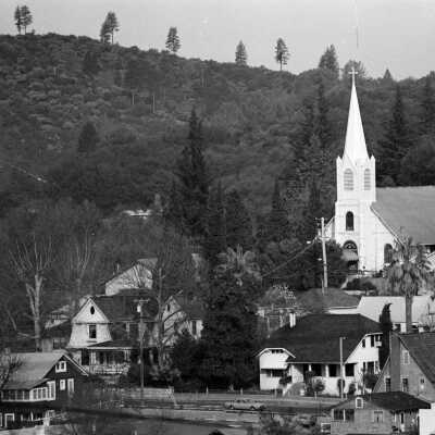 Sonora scene with St. Patrick's Catholic Church