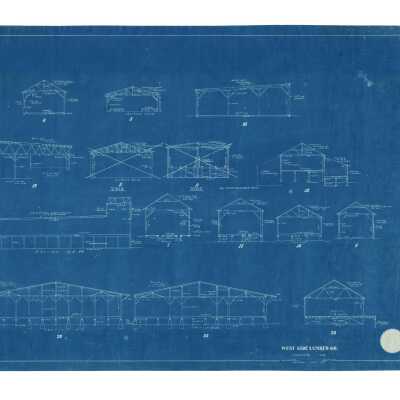 Engineering Elevations of Various Buildings for West Side Lumber Co.