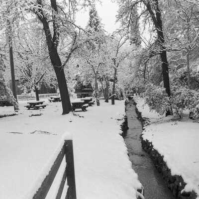 Gazebo in Columbia State Historic Park in Snow