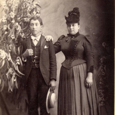 Unidentified boy and woman