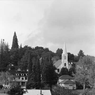 Sonora scene with St. Patrick's Catholic Church