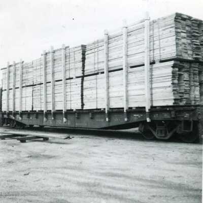 Lumber on a flat car