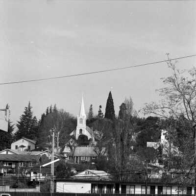 Sonora scene with St. Patrick's Catholic Church