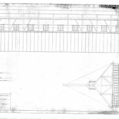 End Side Elevation Plan, Cook House and Dining Room at Camp 35 Pickering Lumber Co