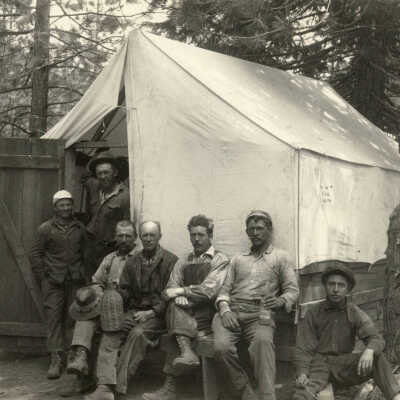 Crew in front of tent at Relief