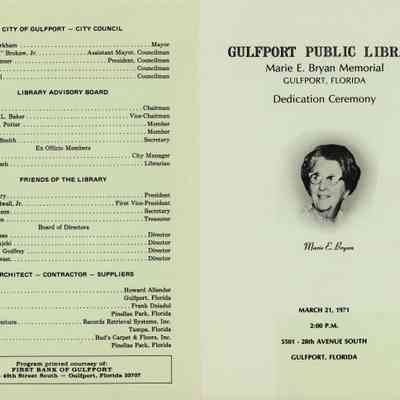 Gulfport Public Library Dedication Ceremony Program