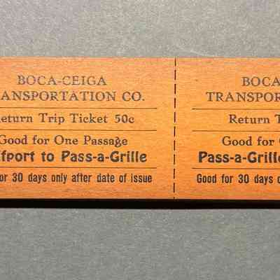 Boca Ciega Transportation Company Ticket Block
