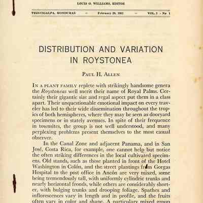 Distribution and variation in roystonea