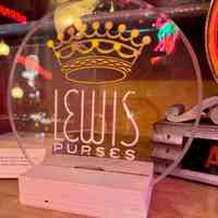 Lewis Purses Glass Salesman Sample Sign