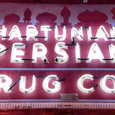Hartunian Persian Rug Company Double-Faced Sheetmetal and Neon Sign