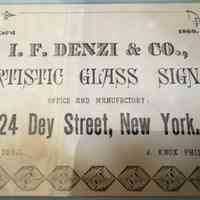         I.F. Denzi & Co. Artistic Glass Signs New York - Trade Card picture number 2
   