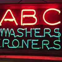ABC Washers Iron & Neon Sign
