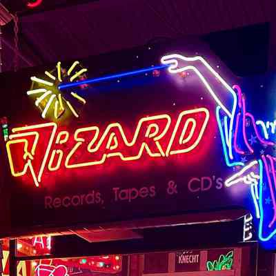 Wizard Records Neon Window Sign