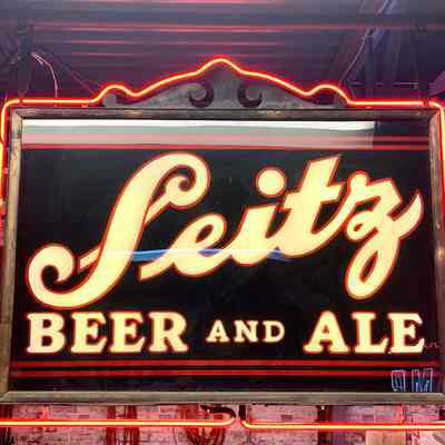 Seitz Beer & Ale Glass Double-Faced Sign with Neon Border