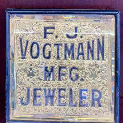 F.J. Vogtmann Jeweler Gilded Glass Sign