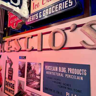 Crescio's Marbled Porcelain Sign