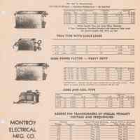 Montroy Electrical Mfg. Co. Illustrated Price Sheet