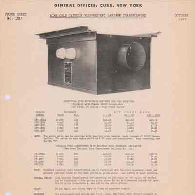 Acme Electric Illustrated Price Sheet