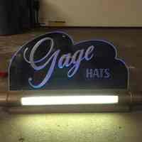          Gage Hats Etched Glass Rotating Sign picture number 2
   