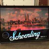Schoenling Beer Glass and Metal Sign